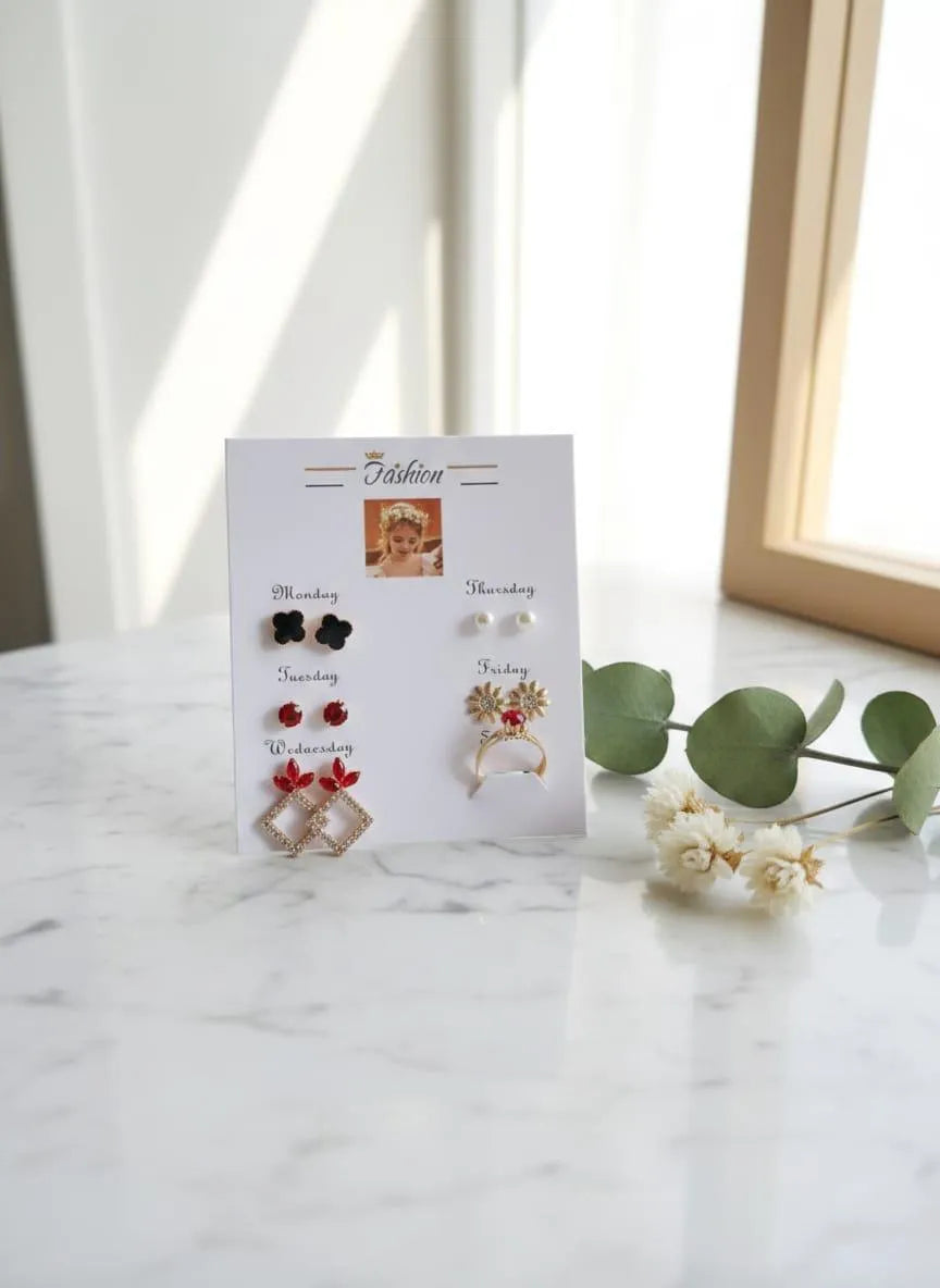 Gold Plated Crystal Earrings Set for Women