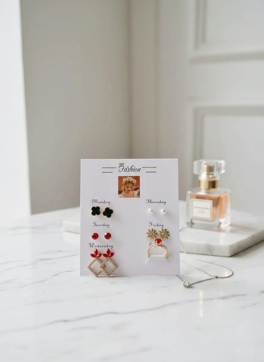 Gold Plated Crystal Earrings Set for Women