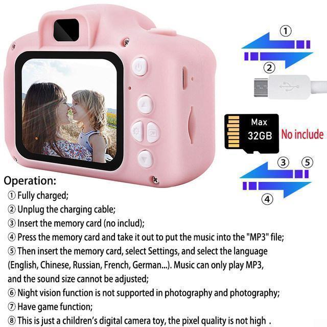 Mini HD Cartoon Camera for Kids 2.0 Inch Video Recorder