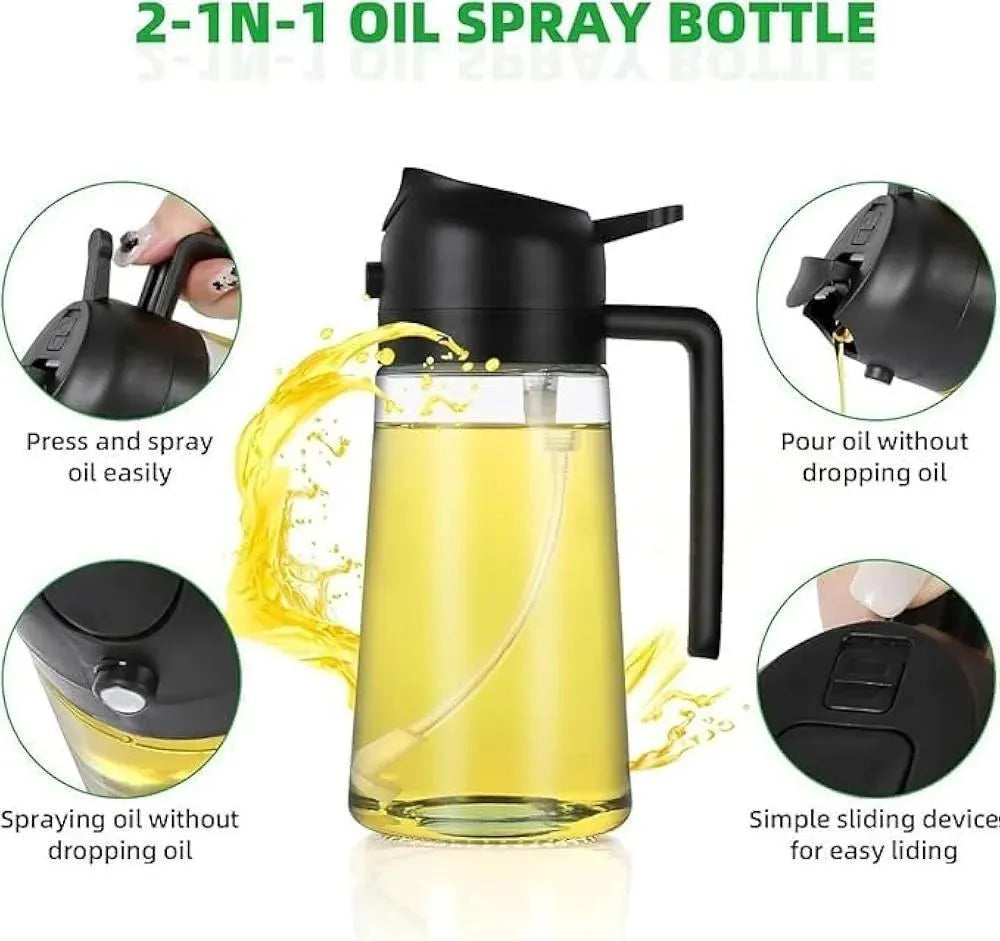 Glass Oil Spray Bottle Black Precision Kitchen Use