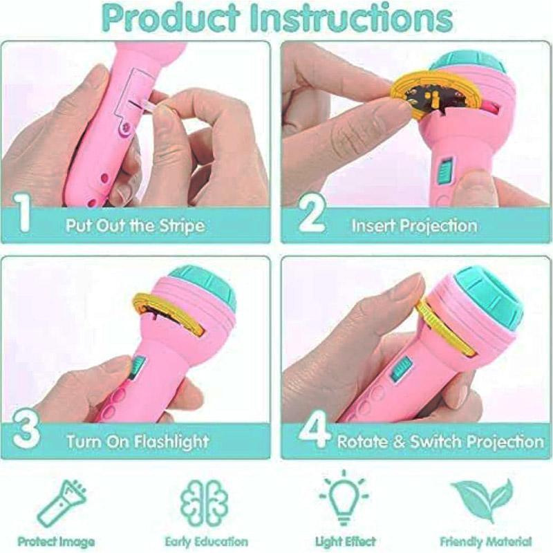 HD Projection Flashlight for Kids Wall Projection 90°