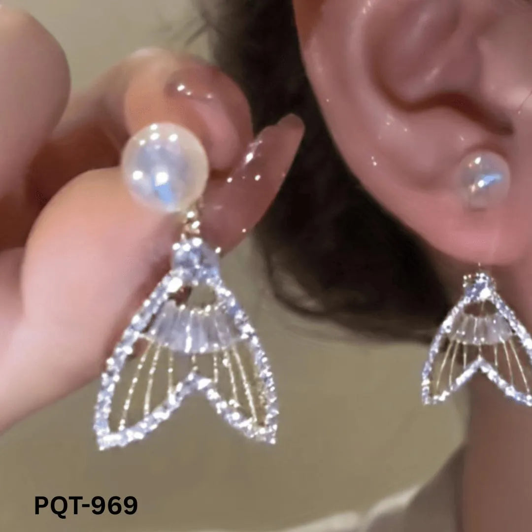 Pearl Zircon Earrings Gold Plated