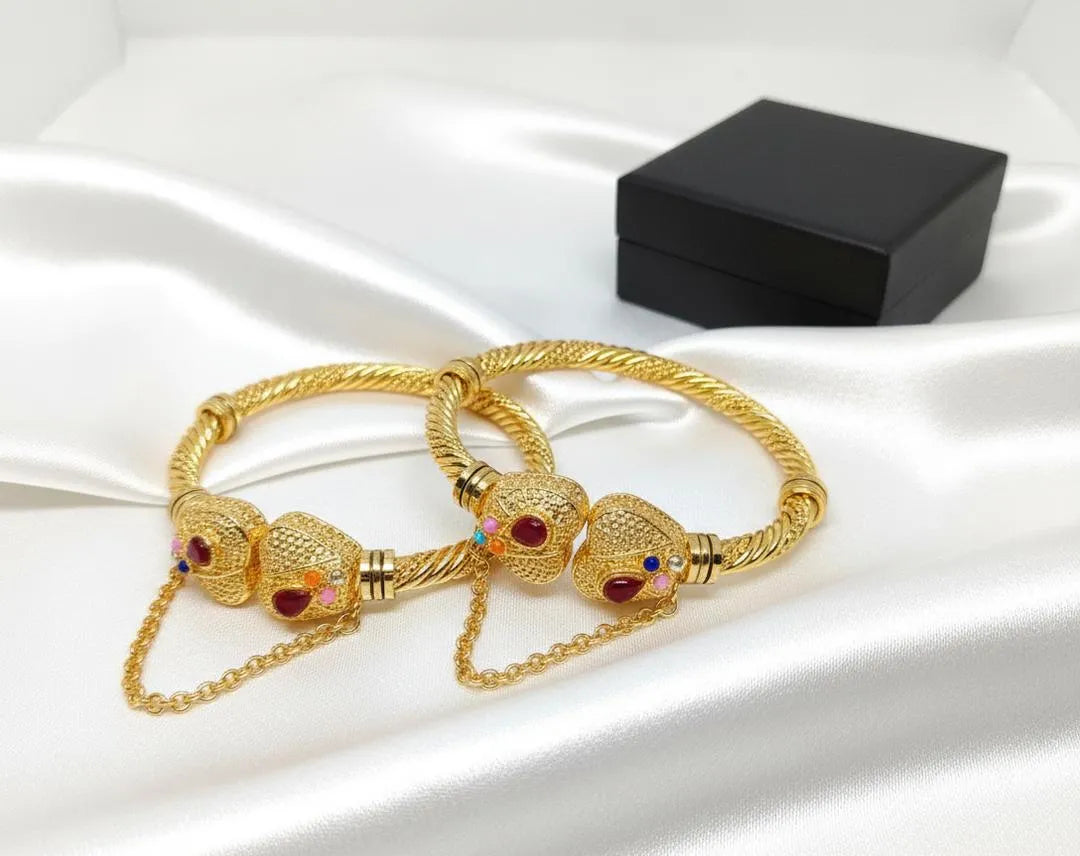 Gold Skull Bangles Set