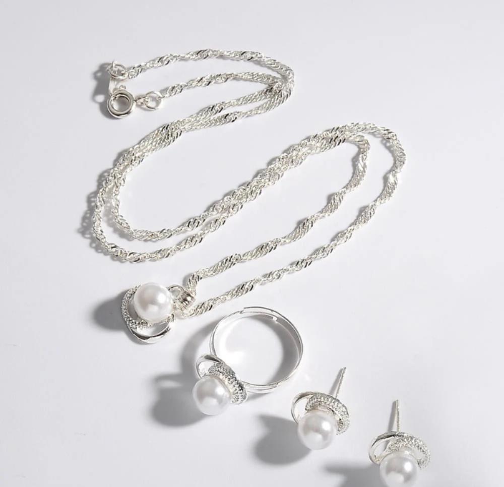 Silver plated pearl Set
