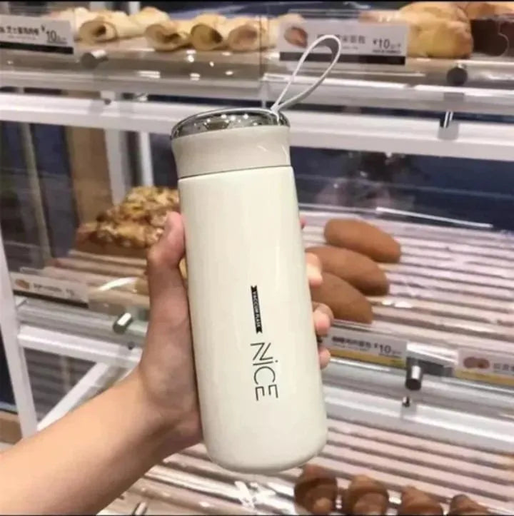 Glass Water Bottle White Insulated Leak Proof