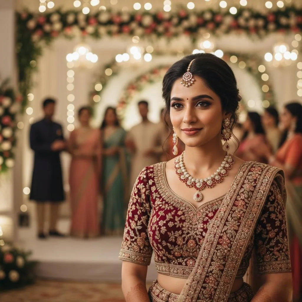 Maroon Crystal Bridal Set for Pakistani Brides