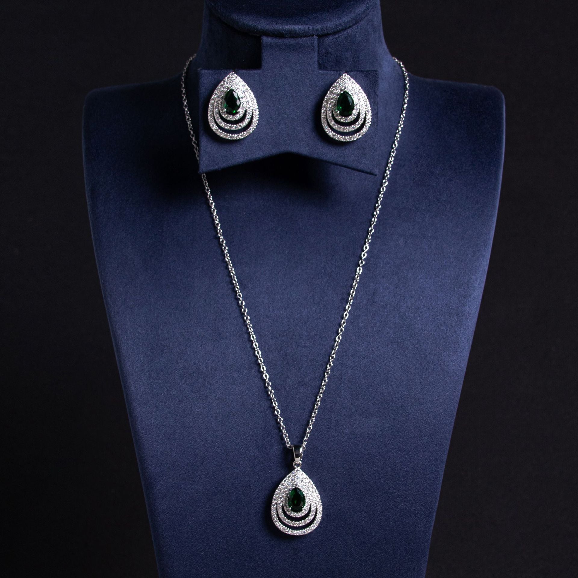 Multi-Layer Hollow Water Drop Earrings Necklace Set for Wome